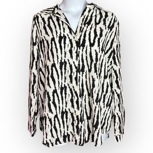 PrettyLittleThing Zebra Print Oversized Tie Front Blouse Shirt US 10 NWT
